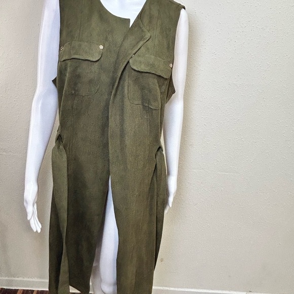 Chico's Olive faux suede Sleeveless Vest - Picture 4 of 14